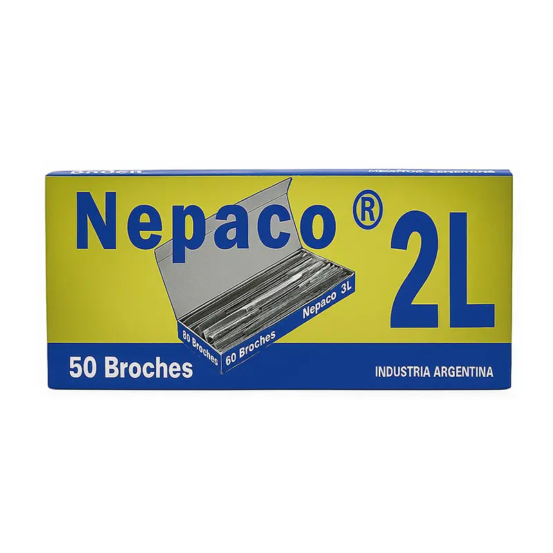 Broches para carpeta, largos Nepaco N°2 caja de 50 unidades