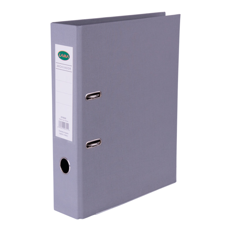 Bibliorato forrado Lama Oficio, gris, lomo de 70mm.