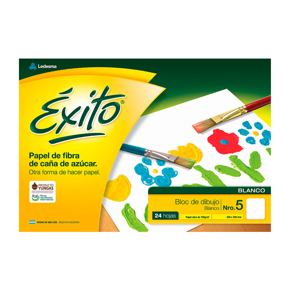 Block de dibujo Éxito N°5, 24 hojas lisas blancas