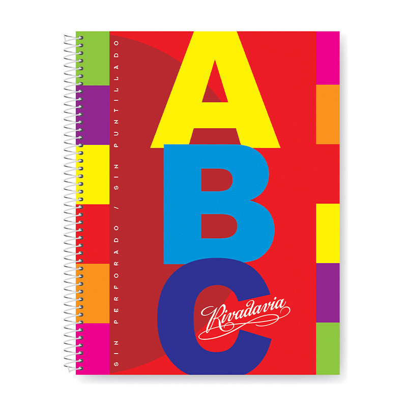 Cuaderno Rivadavia ABC espiralado tapa cartón, 21x27cm. 60 hojas cuadriculadas