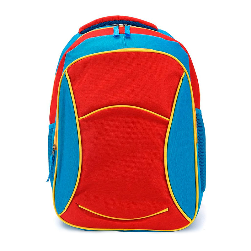 Mochila escolar RQ School 17" celeste con borde amarillo