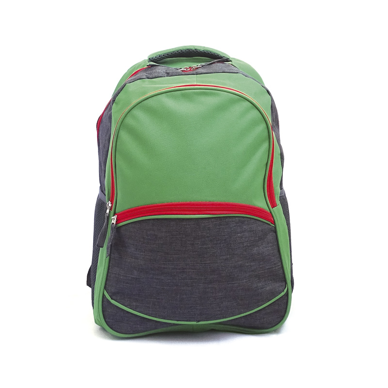 Mochila escolar RQ School II 06 17" gris y verde con cierre rojo