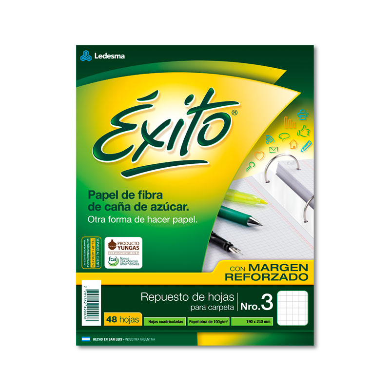 Repuesto Éxito Reforzado, 48 hojas cuadriculadas