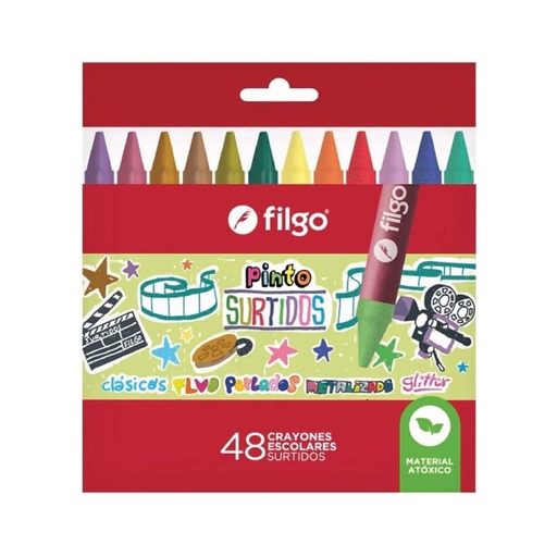 [FILGOCRAY48] Crayones de cera Filgo Pinto, caja de 48 colores