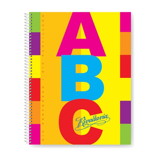 [ABC2127100C] Cuaderno Rivadavia ABC espiralado tapa cartón, 21x27cm. 100 hojas cuadriculadas