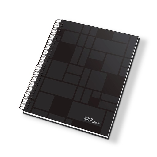 [EXECT1621RA] Cuaderno Executive espiralado polipropileno negro, 16x21cm. 120 hojas rayadas