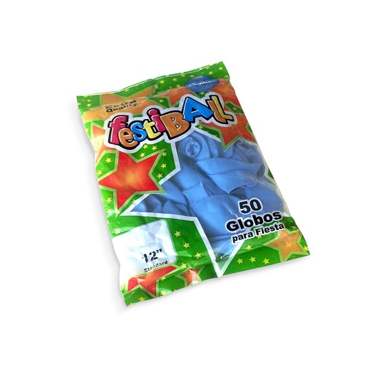 [GLOBOCELEX50] Globos lisos celestes de 12", 50 unidades