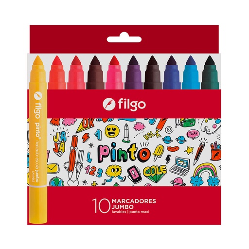 [FILGOMAMAXI10] Marcadores maxi de punta cónica Filgo Pinto Jumbo, estuche de 10 colores