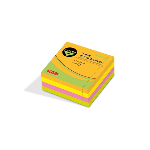[PIZNOTFL5050] Notas Autoadhesivas Pizzini Flúo, 50 x 50mm. 240 hojas
