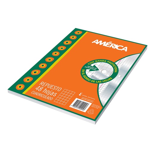 [AMERREP48CU] Repuesto América Banda, 48 hojas cuadriculadas