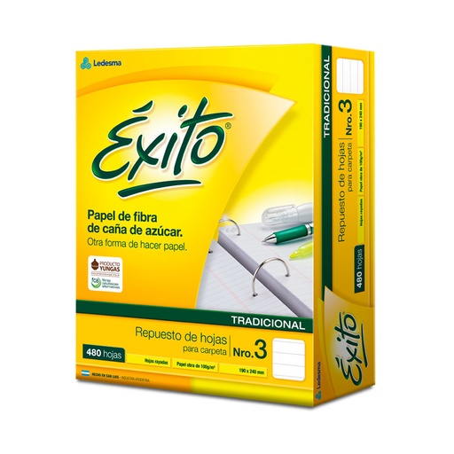 [EXITOREP480R] Repuesto Éxito, 480 hojas rayadas