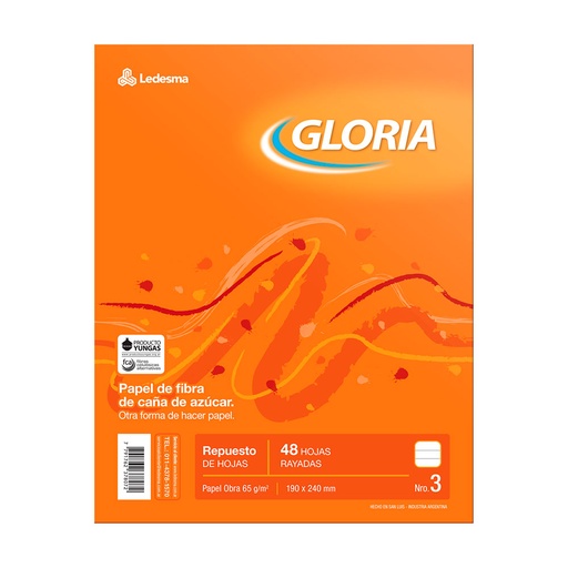 [GLORIAREP48C] Repuesto Gloria, 48 hojas cuadriculadas