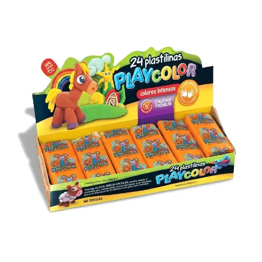 [PLAYPLA24NAR] Plastilina Playcolor naranja, caja de 24 barras