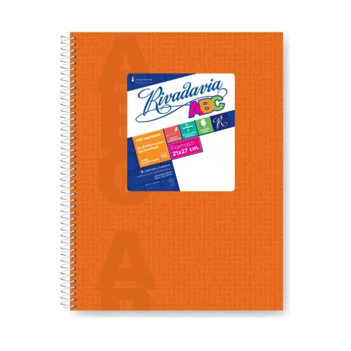 [ABC2127NJ60R] Cuaderno Rivadavia ABC espiralado Araña Naranja, 21x27cm. 60 hojas rayadas